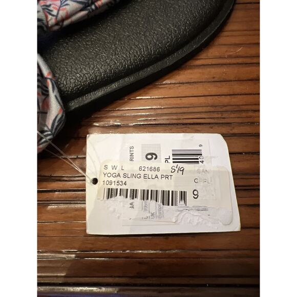 Sanuk Sz 9 Yoga Sling Ella Gray Paradise Palms Womens Yoga Mat Sole Sandal New - Picture 9 of 9